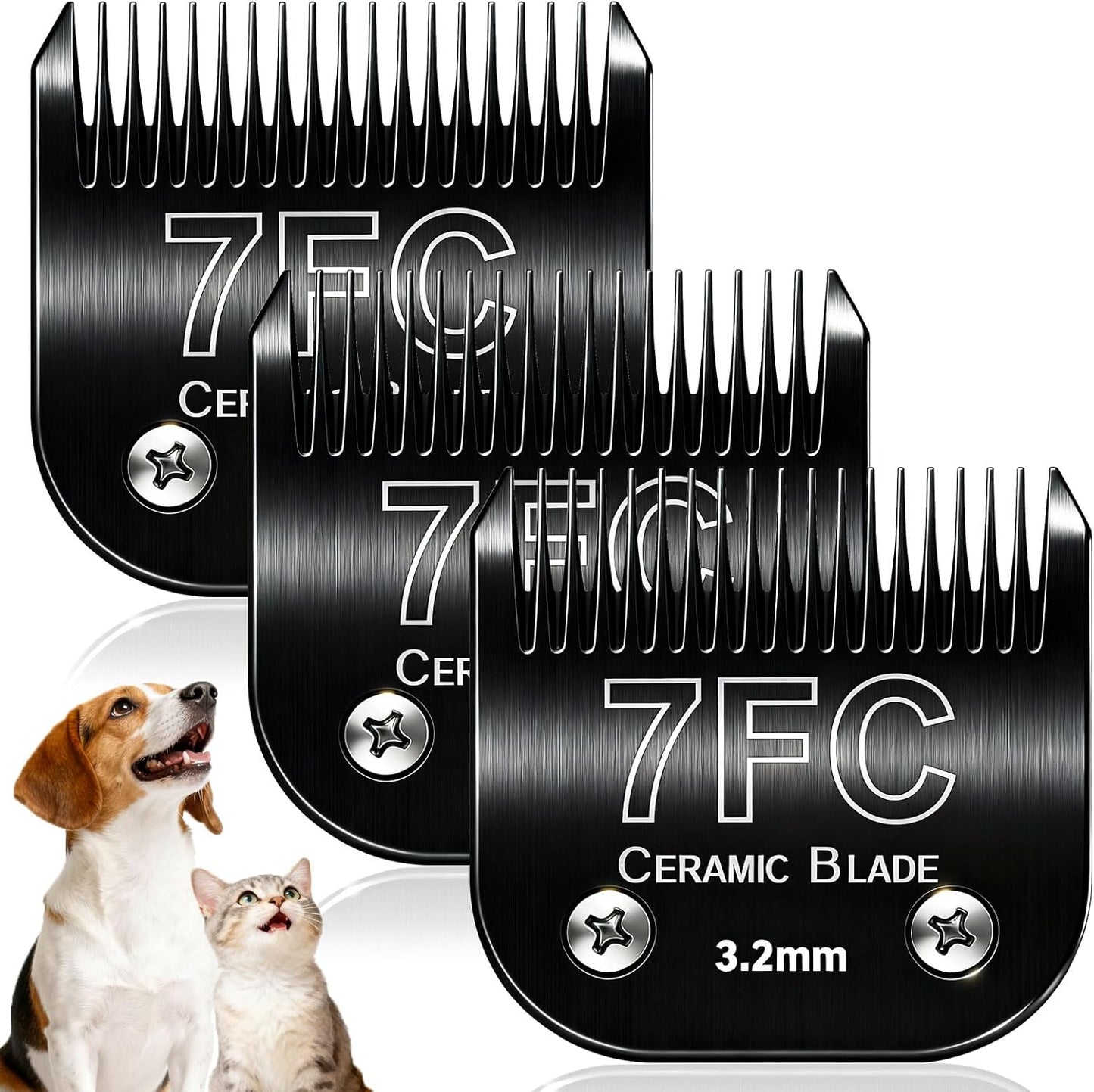Dog Grooming Clipper Blades Replacement Compatible with Andis Dog Clippers,Most OsterA5, Wahl KM Series Pet Clippers (Black(7FC))
