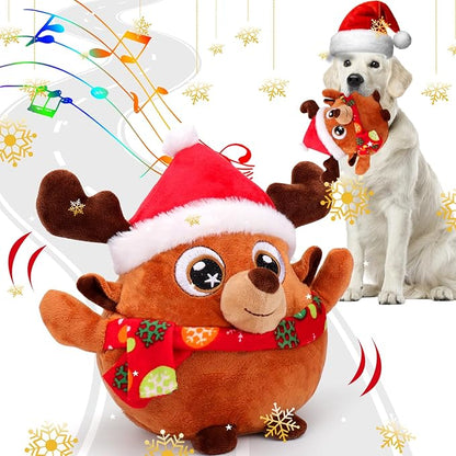 BABORUI Interactive Dog Toys Antlers, Jumping Squeaky Dog Toys with Recording and Music Modes, Rechargeable Moving Dog Christma Toys for Small/Medium/Large Dogs to Keep Them Busy(Antlers)