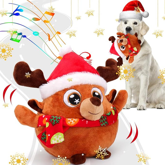BABORUI Interactive Dog Toys Antlers, Jumping Squeaky Dog Toys with Recording and Music Modes, Rechargeable Moving Dog Christma Toys for Small/Medium/Large Dogs to Keep Them Busy(Antlers)