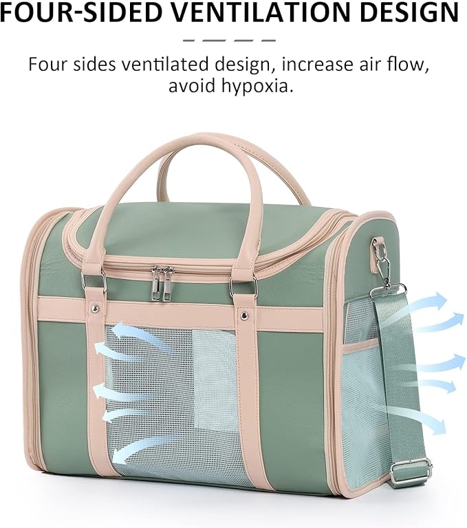 Airline Approved Pet Carrier Backpack, Waterproof PU Foldable Design with Light-Blocking Ventilation, TSA-Compliant Travel Bag for Cats & Small Dogs – Easy Hose Wash & 360° Breathable Mesh