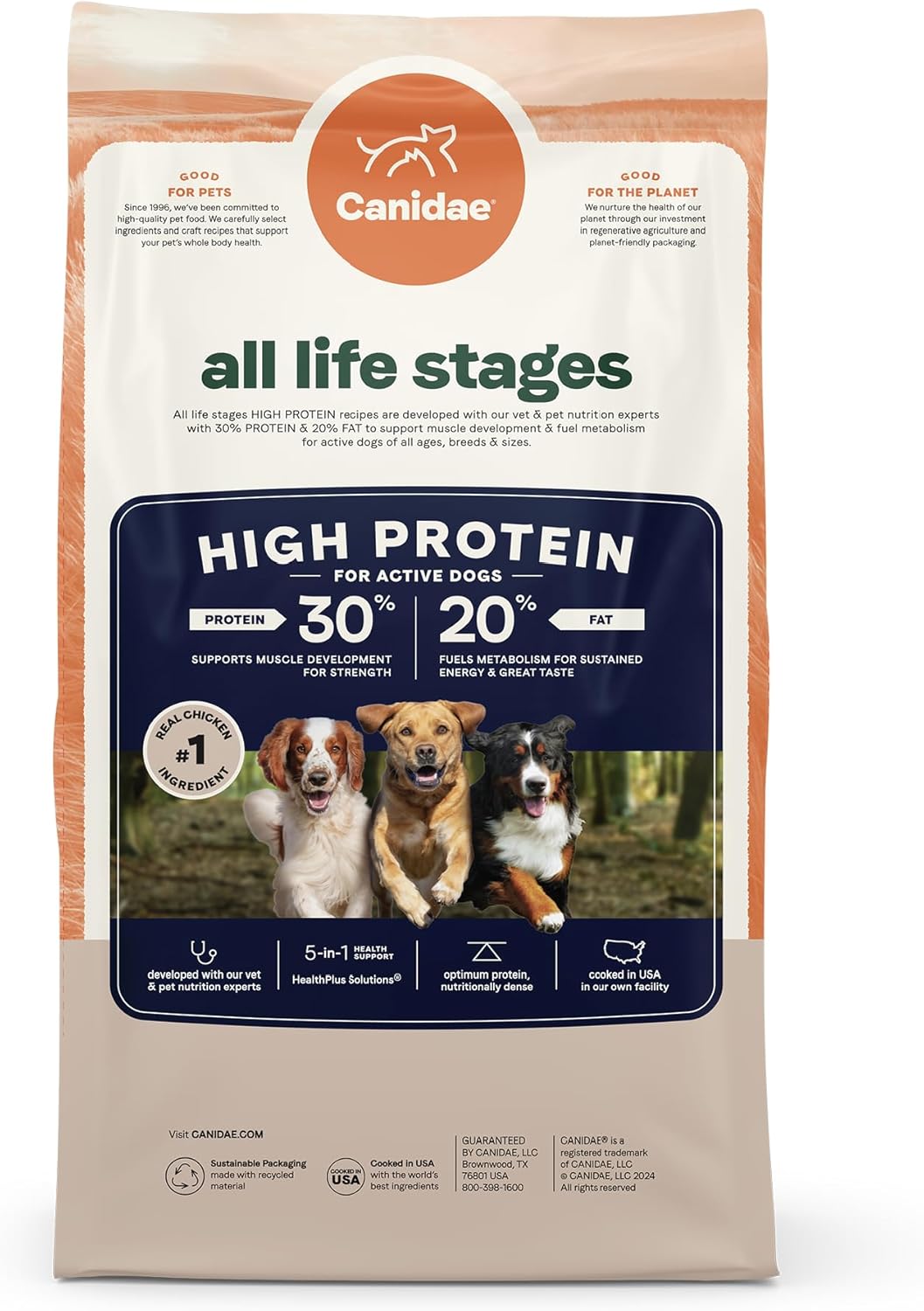 Canidae All Life Stages High Protein Multi-Protein Recipe with Chicken, Turkey, Lamb, and Fish – Premium Dry Dog Food for All Ages, Breeds, and Sizes– 27 lbs.