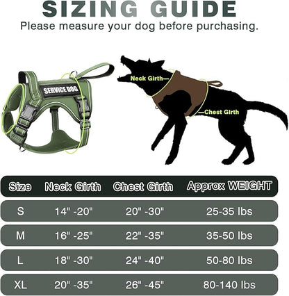 WINSEE Tactical Dog Harness, No Pull Dog Harness for Medium Large Dogs with Handle & Molle, Military Service Dog Vest Harness in Training Pet Harness for Small Dogs