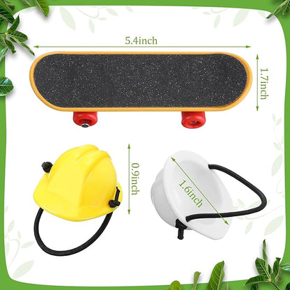 Chivao 5 Pieces Bearded Dragon Accessories Toy Set Bearded Dragon Leashes and Harnesses S/M/L 3 Size Packed Lizard Harness Mini Scooter Lizard Helmet Hats Adjustable Leash(Black)