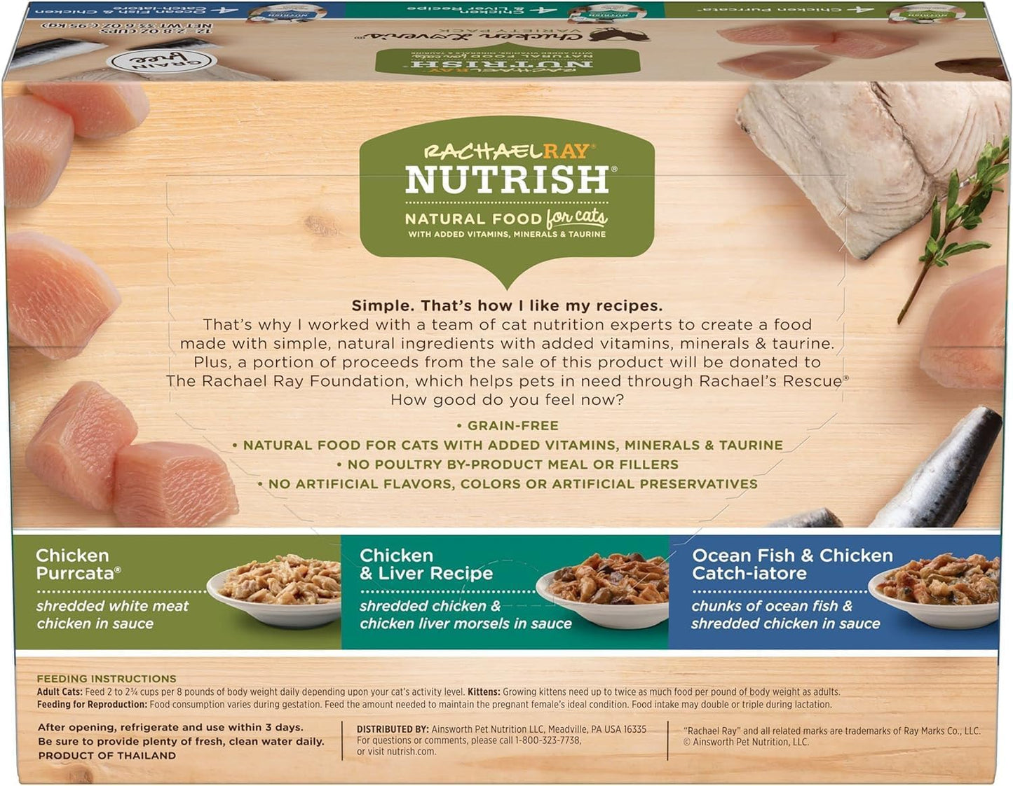 Nutrish Rachael Ray Natural Wet Cat Food, Chicken Lovers Variety Pack, 2.8 Ounce Cup (Pack of 12), Grain Free