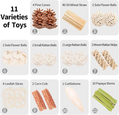 40 Pcs Bird Parrot Toys, Natural Bird Foraging Toy for Cockatiels, Lovebirds, Budgies, Small to Medium Parrot