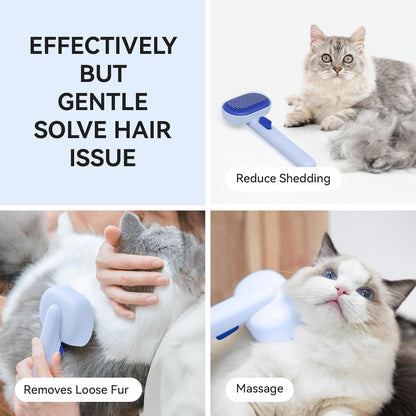 aumuca Self Cleaning Slicker Brush, Cat Brushes for Indoor Cats, Horses Grooming Deshedding Brush, Pet Massage Removes Loose Fur, Blue