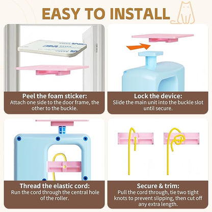 Interactive Automatic Cat Toy for Indoor Cats - Automatic Electric Door Hanging Cat Toy - Automatic Play Chase Exercise Feather Toys for Bored Indoor Adult & Kitten Cats