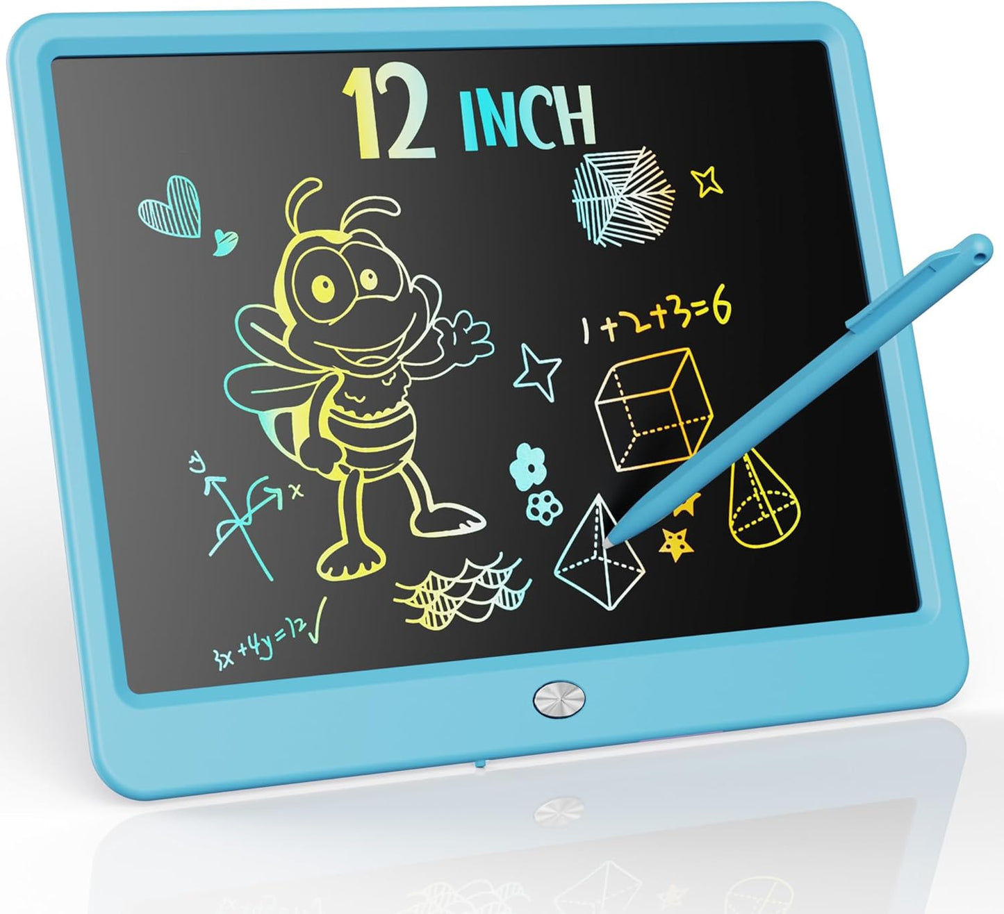 KOKODI LCD Writing Tablet, 12 Inch Colorful Toddler Doodle Board Drawing Tablet, Erasable Reusable Electronic Drawing Pads, Educational and Learning Toy for 3-6 Years Old Boy and Girls(Blue)