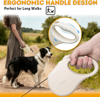 OUTRUN Retractable Dog Leash 16 FT Walking Leash up to 55 lb, Strong Nylon Tape No Tangle, Heavy Duty One-Handed Brake Lock Perfect for Small & Medium Sized Dogs and Pets