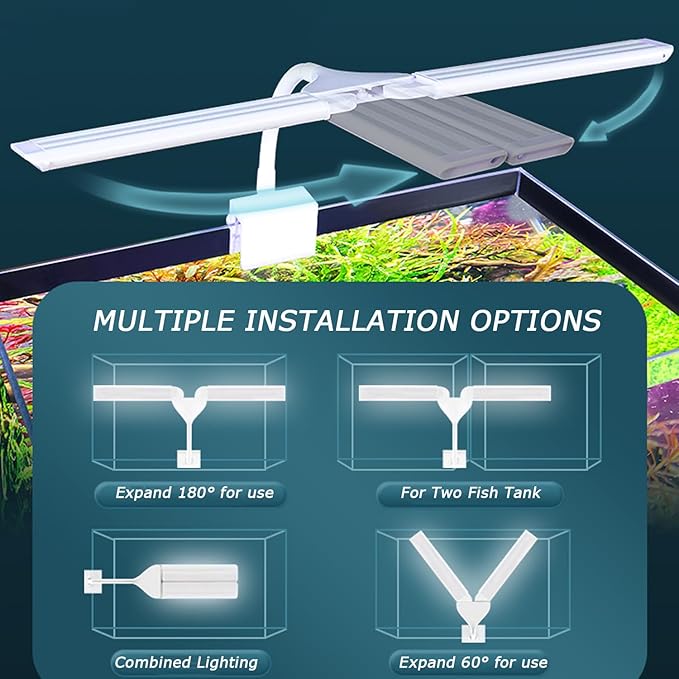 LED Aquarium Light Full Spectrum Clip Fish Tank Light Plants Light Double Swing Arm Light 4W (A00)