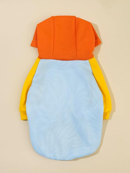 QWINEE Basic Dog Hoodie Sweatshirt Puppy Sweater Warm Cat Costumes Pet Clothes for Chihuahua Puppy Kitten Small Medium Dogs Orange and Blue X-Large