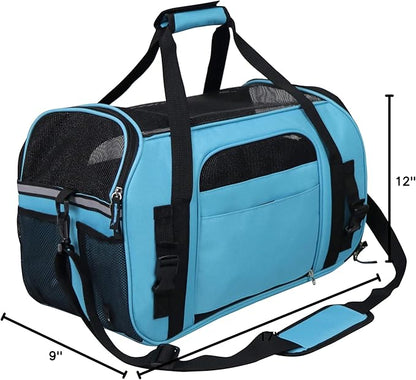 EliteField Soft Sided Pet Carrier (3 Year Warranty, Airline Approved), Multiple Sizes and Colors Available (Medium: 17.0" L x 9.0" W x 12.0" H, Sky Blue)