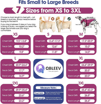 QBLEEV Reversible Dog Winter Coat, Waterproof Windproof Dog Jacket with Adjustable Fit & Leash Hole, Lightweight Warm Puffer Vest for Large Breeds, Purple, 2XL – Fits Labrador, Husky, Weimaraner