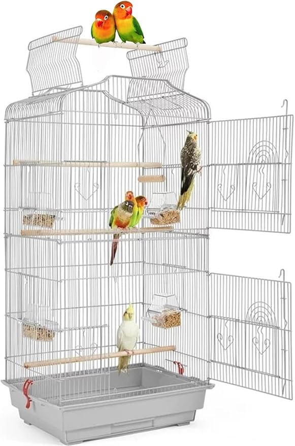Large 40-Inch Portable Bird Flight Side Nest Doors Cage for Canary Parakeet Cockatiel Lovebird Finch Small Parrot Budgies Travel Bird Cage