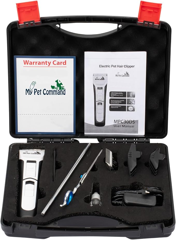 My Pet Command Professional Dog Clippers for Grooming, Cordless Rechargeable Pet Trimmers, Heavy Duty Dog Clippers for Thick Coats, Low Noise, Light Weight