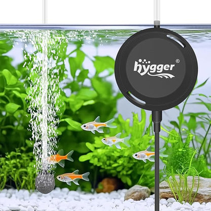 hygger MINI 1.5W Fish Bowl Aqaurium Silent Air Pump with Accessories, Oxygen Aerator Kit for Fish Tank 0.5-12 Gallon Fish Tank