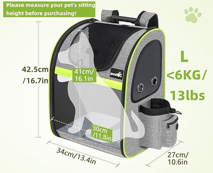 Pecute Pet Carrier Backpack, Cat Backpack Carrier, Expandable with Breathable Mesh for Small Dogs Cats Puppies, Dog Backpack Carrier for Hiking Travel Camping Outdoor, Hold Pets Up to 18 Lbs