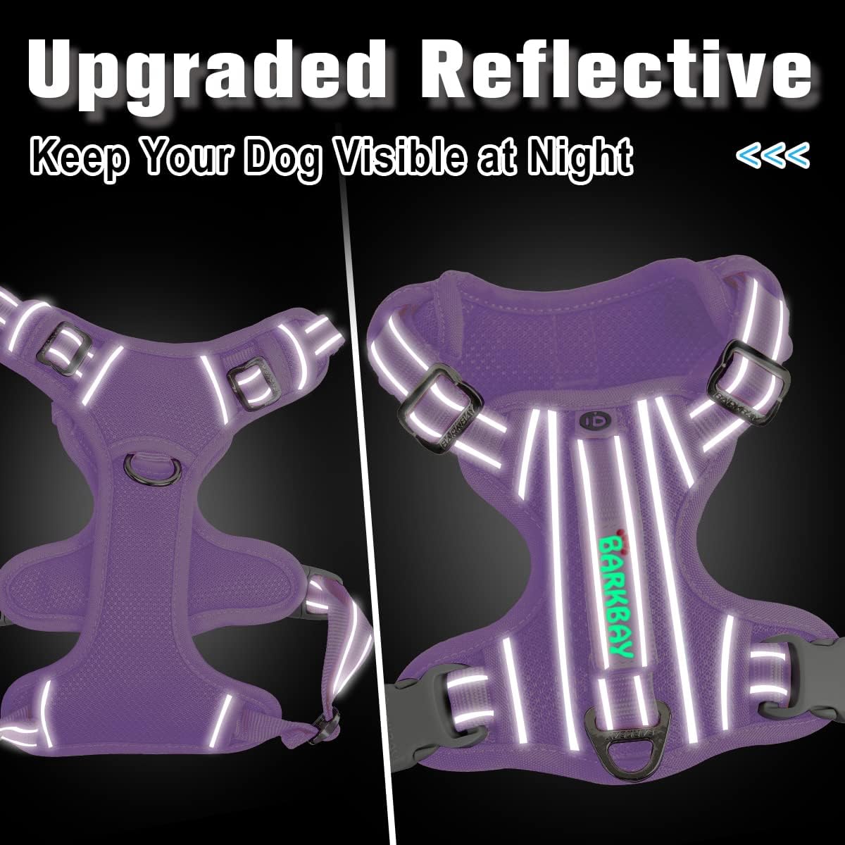 BARKBAY Dog Harness No Pull with ID Tag Pocket - Heavy Duty, Reflective, Easy Control for Small Dogs(Violet Purple,S)