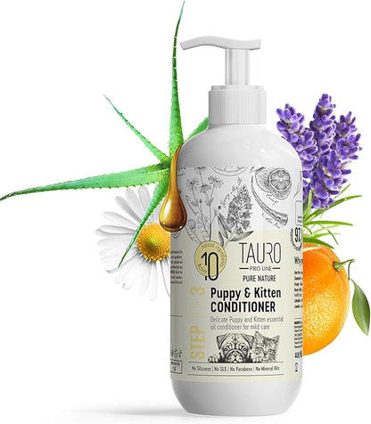 Tauro Pro Line Puppy Conditioner for Dogs & Cat - Natural Hypoallergenic Dog Conditioner for Sensitive Skin, Softens, Detangles, Soothes Itching or Allergies for Pet (13.5 Fl Oz)