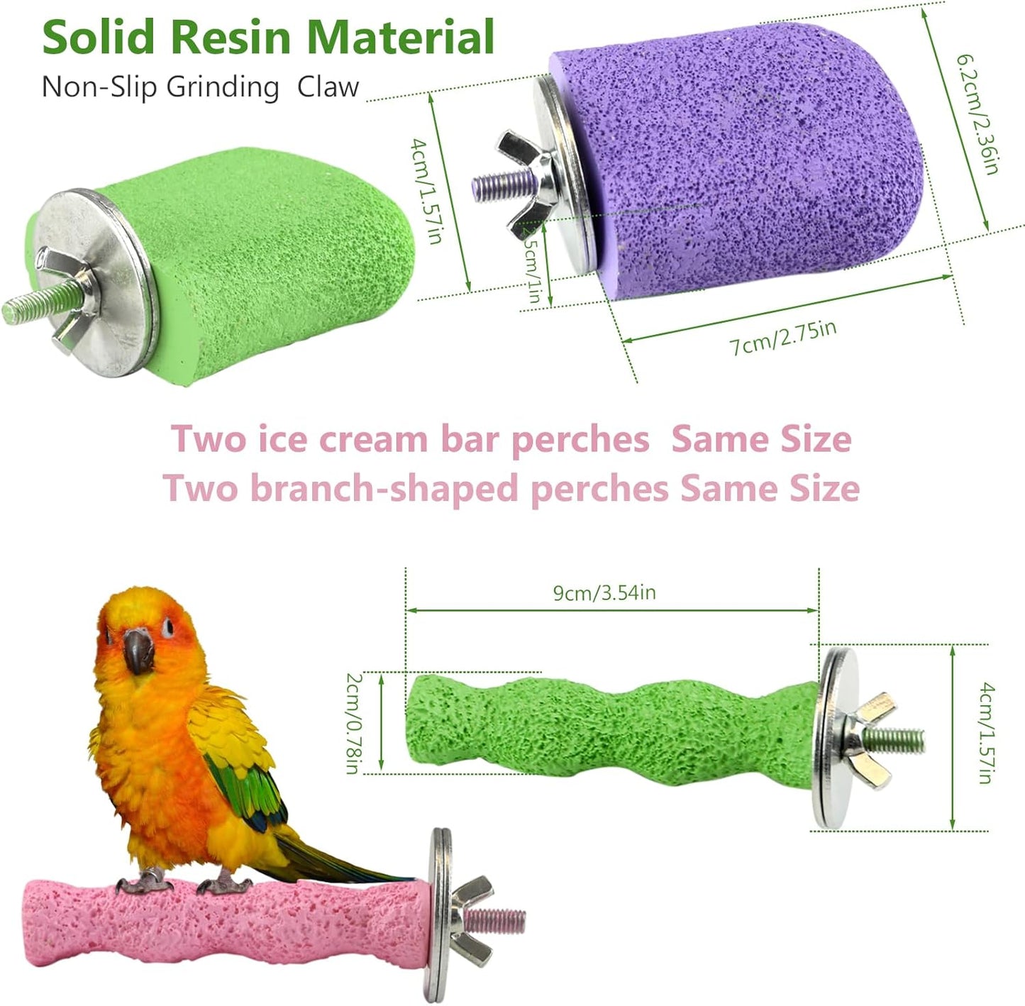 4PCS Bird Beak Grinding Stone,Bird Parrot Cage Perch Stand Platform Foot Claws Trimmer Chewing Toys for Budgies, Parakeets, Cockatiels, Conures