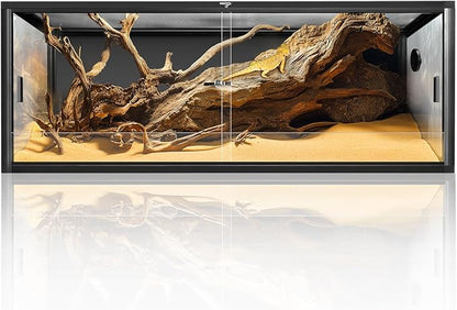 68 Gallon Reptile Tank, Large Terrarium for Bearded Dragons, Snakes, Leopard Geckos, Sliding Door & Top Ventilation, 48" x 18" x 18" Easy-to-Maintain Reptile Enclosure
