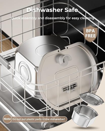 Cat Water Fountain Stainless Steel: 108oz/3.2L Cat Fountain for Drinking- Pet Water Fountain for Cats Inside - Automatic Cat Water Dispenser Bowl - Cat Feeding & Watering Supplies - Water Level Window