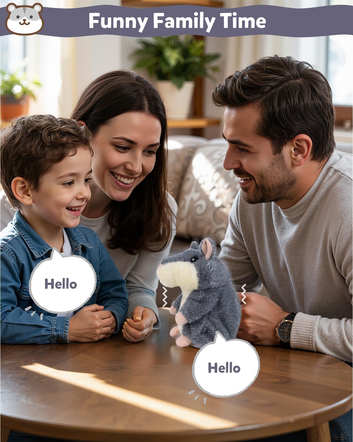 Ayeboovi Kids Toys Talking Hamster Repeats What You Say, Stuffed Animals for Toddler Kid Birthday Gift, Fun Interactive Plush Autism Toy for 3 4 5 Years Old Boys Girls