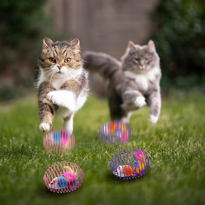 Jecery 5 Pcs Halloween Cat Spring Balls Toys Stretchable Rolling Balls Colorful Playful Coils Interactive Spring Action Toy Caged Rats for Kitten Cat Pet Supplies(Cute Mouse,Bright Color,5 Pcs)
