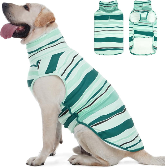 ROZKITCH Dog Shirt for Large Dogs Giant Breeds with Leash Hole, Sweater Pet Hoodie & Vest, Breathable Cozy Pullover for Stylish & Functional Design BlueStripe 3XL
