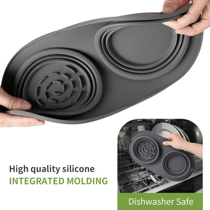 Puppy Dog Bowl,Travel Bowls Dog Food Bowls&Dog Water Bowls,No Spills,Collapsible Double Bowl,Suitable for Small and Medium Sized Dogs(Dark Grey)