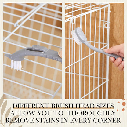 Bird Cage Cleaner with Two Brush Heads Stainless Steel Bird Droppings Cleaning Scraper Long Handle Tool for Cleaning Parrot Cages Pet Supply Cage Accessory