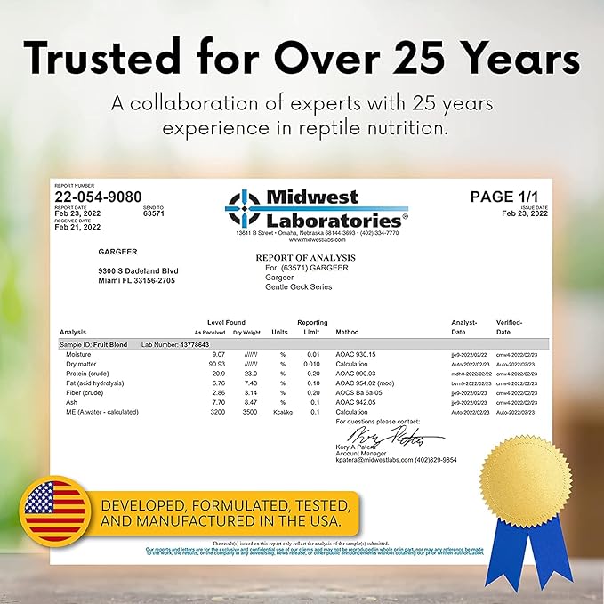 16oz Complete Crested Gecko Food Diet. Premium Ingredients Mix, Ready to Use Freshly Made Powder. Unique Superfood Formula, Developed & Made in The USA. Enjoy!