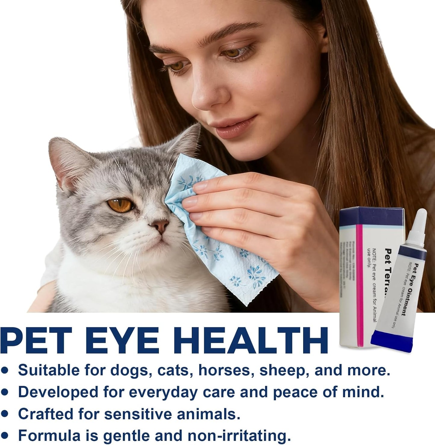 Pet Eye Cream, Tube Eye Cream Suitable for Dog, Cat, Cattle, Horse, Sheep, Squirrel, Bird Fit for All Pets (3.5gr/1 Per Tube) 1 Pack