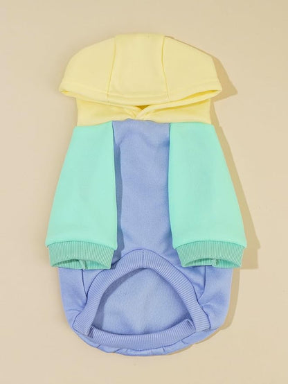 QWINEE Basic Dog Hoodie Sweatshirt Puppy Sweater Warm Cat Costumes Pet Clothes for Chihuahua Puppy Kitten Small Medium Dogs Yellow and Blue Medium