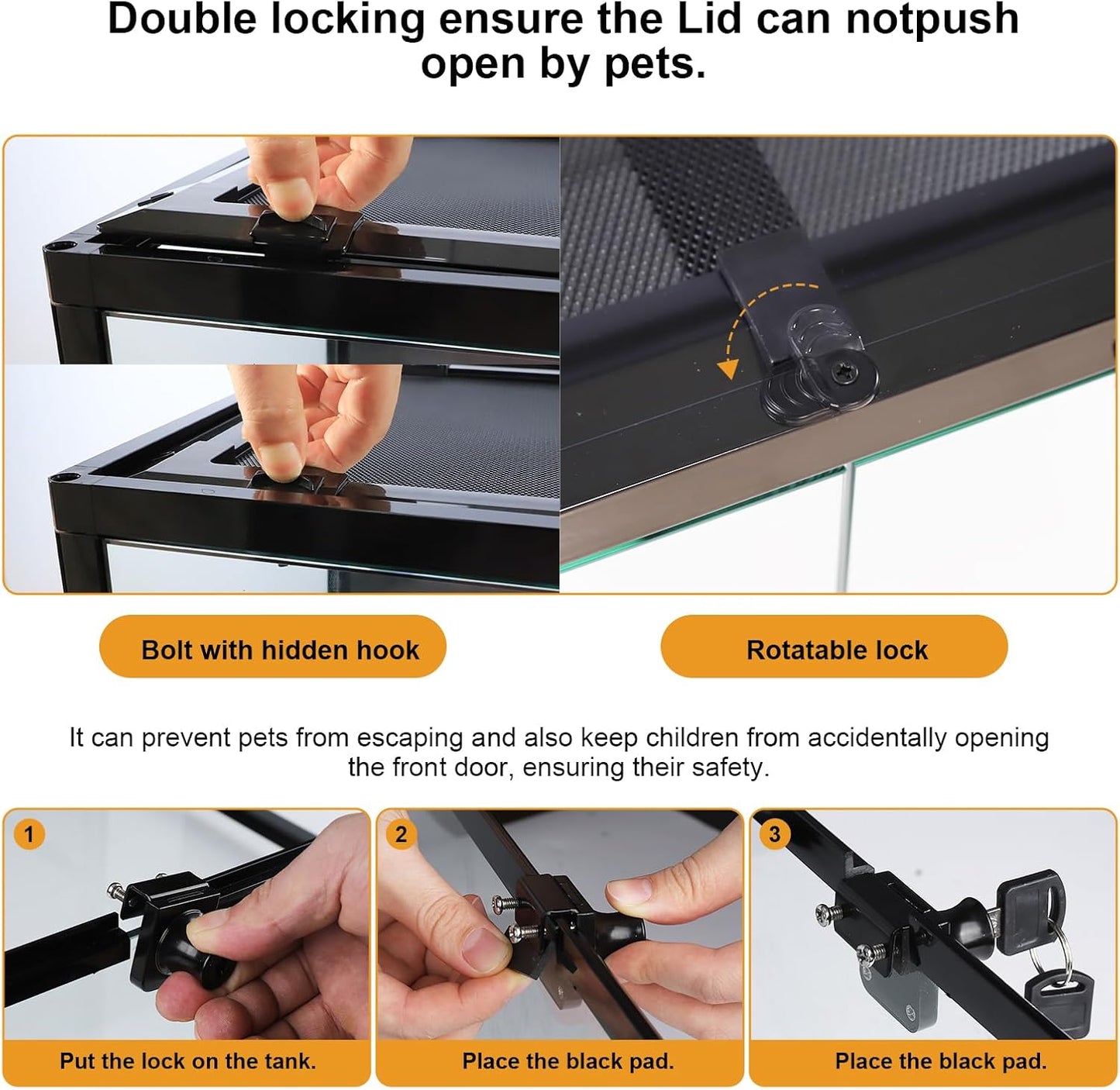 Glass Reptile Terrarium 18" x 18"x 48"Front Opening Chameleon Cage ull View Glass Terrarium Tank with Double Hinge Door for Reptiles Amphibians, Bearded Dragon Gecko Lizard Snake