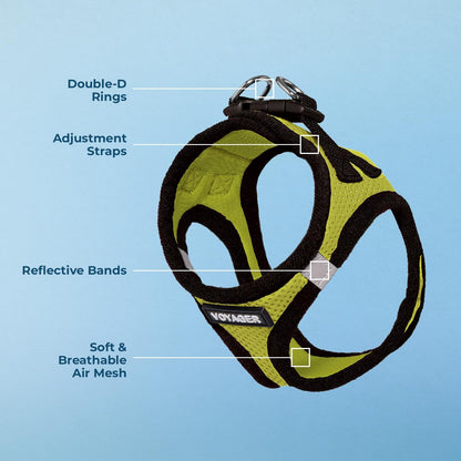 Best Pet Supplies Voyager Step-in Air Harness - All Weather Mesh, Reflective, No Pull Harness for Dogs, Cats - Secure with Hook & Loop Fastener, Buckle, Double D-Rings - Lime Green/Black Trim, XL