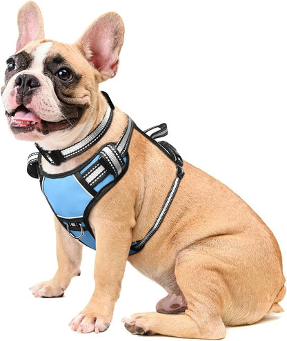 WINSEE Dog Harness No Pull, Pet Harnesses with Dog Collar, Adjustable Reflective Oxford Outdoor Vest, Front/Back Leash Clips for Small, Medium, Large, Extra Large Dogs, Easy Control Handle for Walking