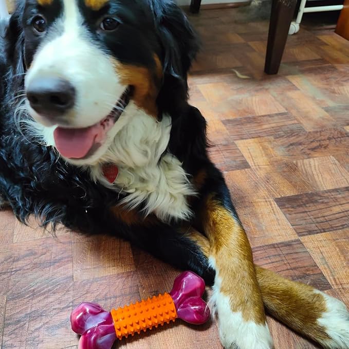 Apasiri Dog Toys for Aggressive Chewers Peanut Butter Flavored, 8" Tough Dog Chew Bone, Nylon & Rubber Chew Toy, Dog Bone Toy for Large Medium Breed 20-80lbs