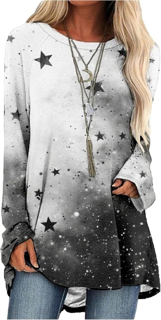 MARSVOVO Women Novelty Graphic Plus Size Sweater Crewneck Long Sleeve Cute Printed Loose Fit Casual Fall Sweaters Top