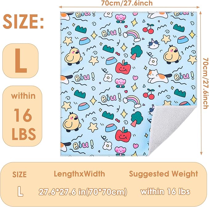 Cat Grooming Wrap for Cutting Nails, 27.5 * 27.5in Self-Adherent Cat Scratching Blanket for Nail Clipping Ear Cleaning Teeth Brushing Cats Anti-Scratch/Escape Swaddle Restraint Bag (Blue)