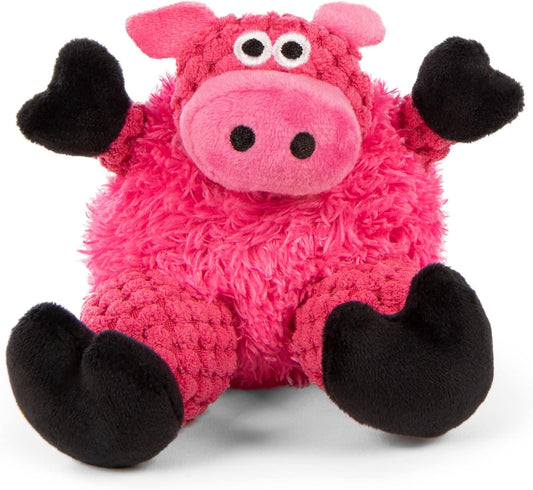 goDog Checkers Just for Me Sitting Pig Squeaky Plush Dog Toy, Chew Guard Technology - Pink, Mini