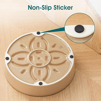 vancasso Ceramic Slow Feeder Dog Bowls, Puzzle Dog Food Bowls with Floral Maze, Anti -Slip Pet Food Dish for Large Breed, 3 Cups, Brown