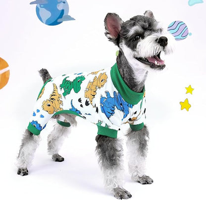 XPUDAC 4 Pieces Dog Pajamas Soft Puppy Pjs Stretchable Boy Doggie Clothes for Small Medium Dogs Cat Pet Outfits, 154-XS