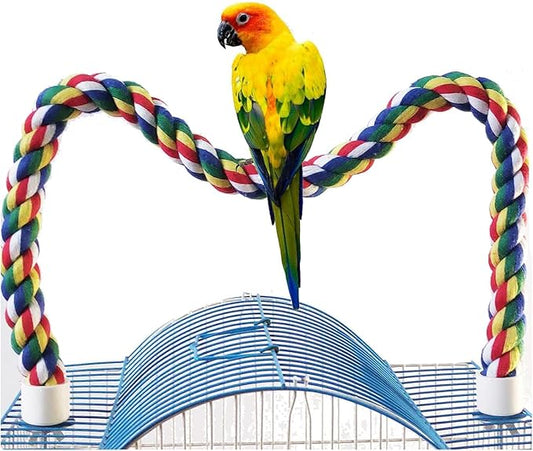 31.5-Inch × 0.8-Inch Diameter Nipple Style Bird Rope Perch, Bird cage Accessories, Rope perches for Conures,Parrots,Cockatiel,Lovebird,Budgerigar,Parakeet perches Birds Standing Pole