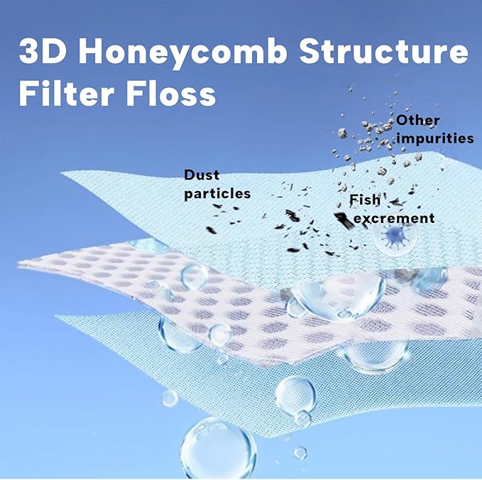 5 Square Feet Aquarium Filter Floss Media Innovative 3D mesh Filter Floss for Fish Tank, 60 * 12inch Excellent Filter Floss Durable, Easy to Cut, Filter Media Smooth Water Flow