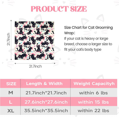 21.7“ Cat Wrap for Cutting Nails Self-Adherent Fabric Cat Wrap for Grooming Cat Restraint for Nail Clipping Anti-Escape Cat Calming Wrap Within 6lbs