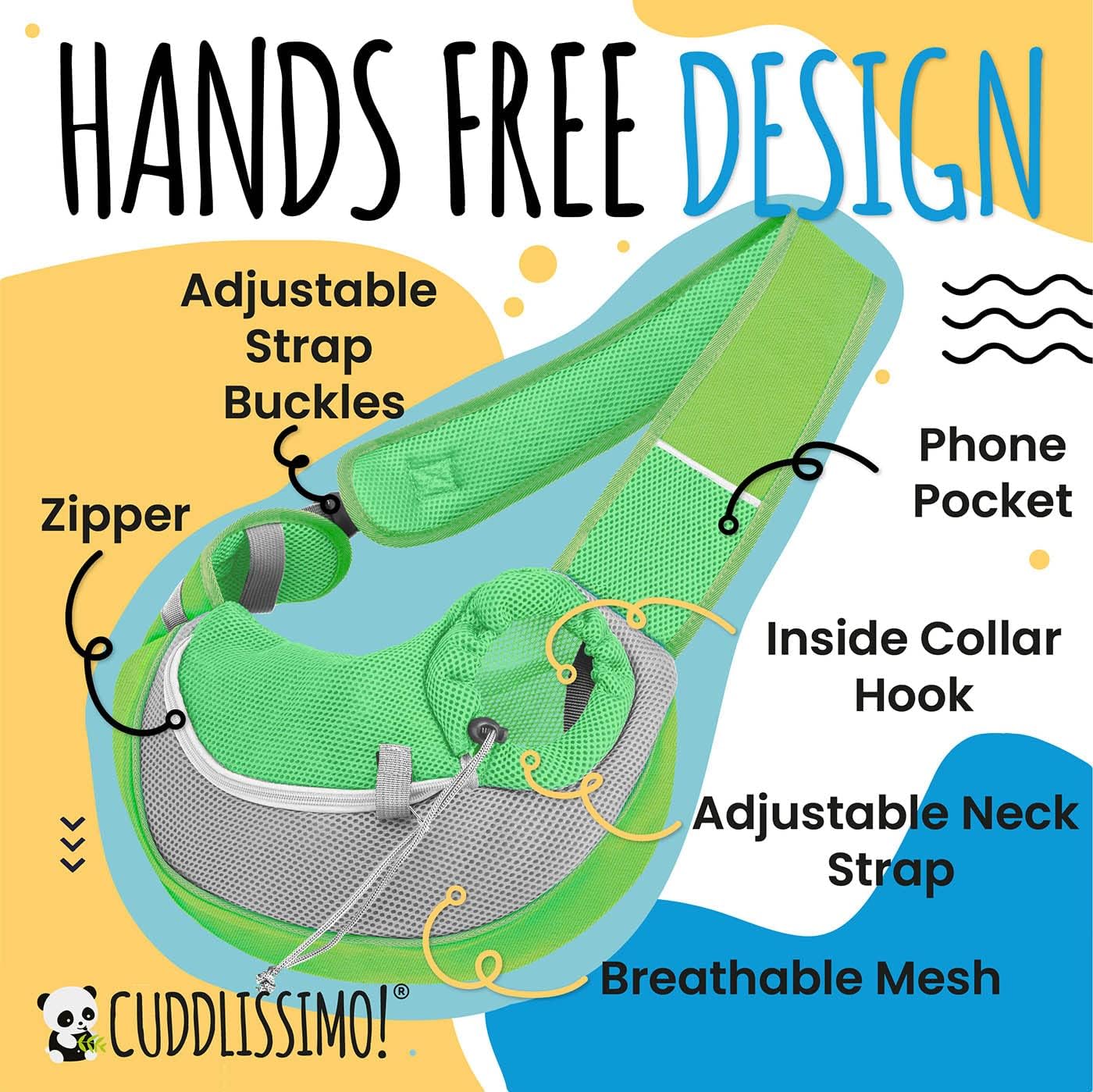 Pet Sling Carrier - Small Dog Puppy Cat Carrying Bag Purse Pouch - For Pooch Doggy Doggie Yorkie Chihuahua Baby Papoose Bjorn -Hiking Travel Front Chest Body Holder Pack To Wear (Green-L)