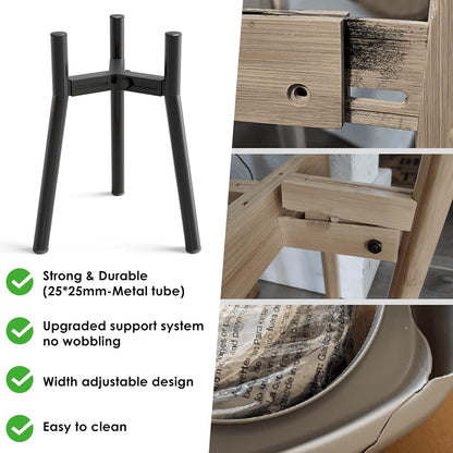 Dog Bowl Stand for Large Dogs, Adjustable Width 7-10.6" Elevated Dog Bowls，13.7in Tall Raised Food Water Stand, Single Holder, Bowl Not Included