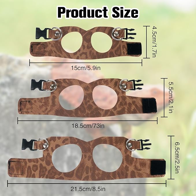 Bearded Dragon Lizard Leash Harness 3 Size Pack Leopard Print Lizard Harness Leash for Outdoor Small Reptiles Animal Squirrels (Brown)