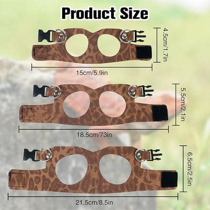 Bearded Dragon Lizard Leash Harness 3 Size Pack Leopard Print Lizard Harness Leash for Outdoor Small Reptiles Animal Squirrels (Brown)